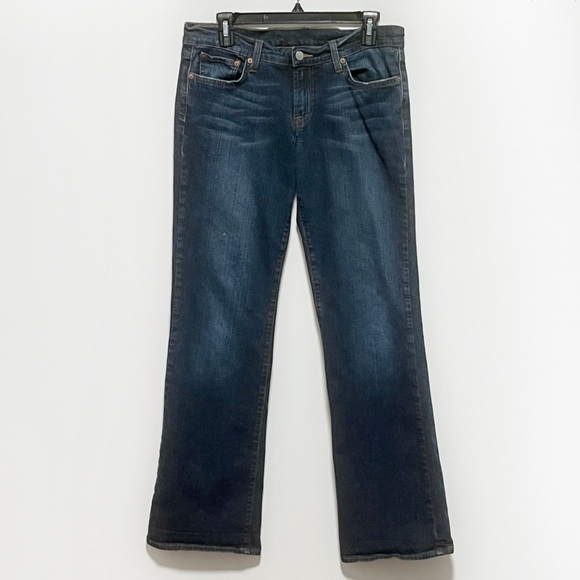 LUCKY * BRAND Vintage Y2k Distressed Mid-Rise Dark Wash flair blue jeans - Picture 8 of 11